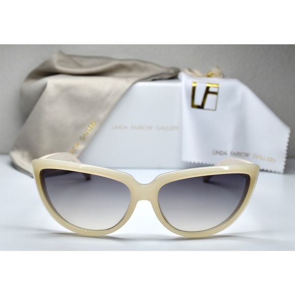 LINDA FARROW LFL305 C8 SHELL ASH SNAKE GRADIENT GREY CAT EYE SUNGLASSES. 63 mm - Picture 3 of 12